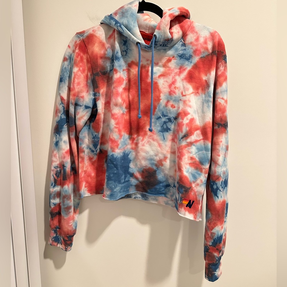 NWT AVIATOR NATION TIE DYED COTTON JERSEY HOODIE PULLOVER SIZE L - Picture 2 of 7